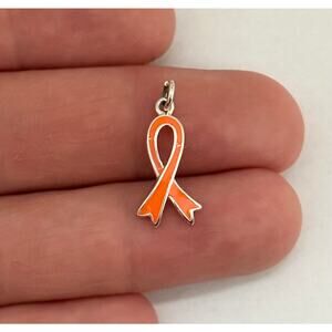 Sterling Silver Orange Ribbon Leukemia Awareness Charm